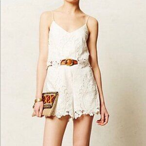 Dolce Vita tiered lace romper (from Anthropologie) in Ivory